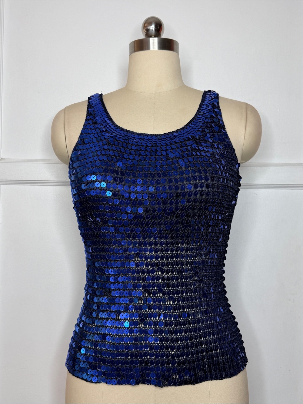 Blue sequin tank